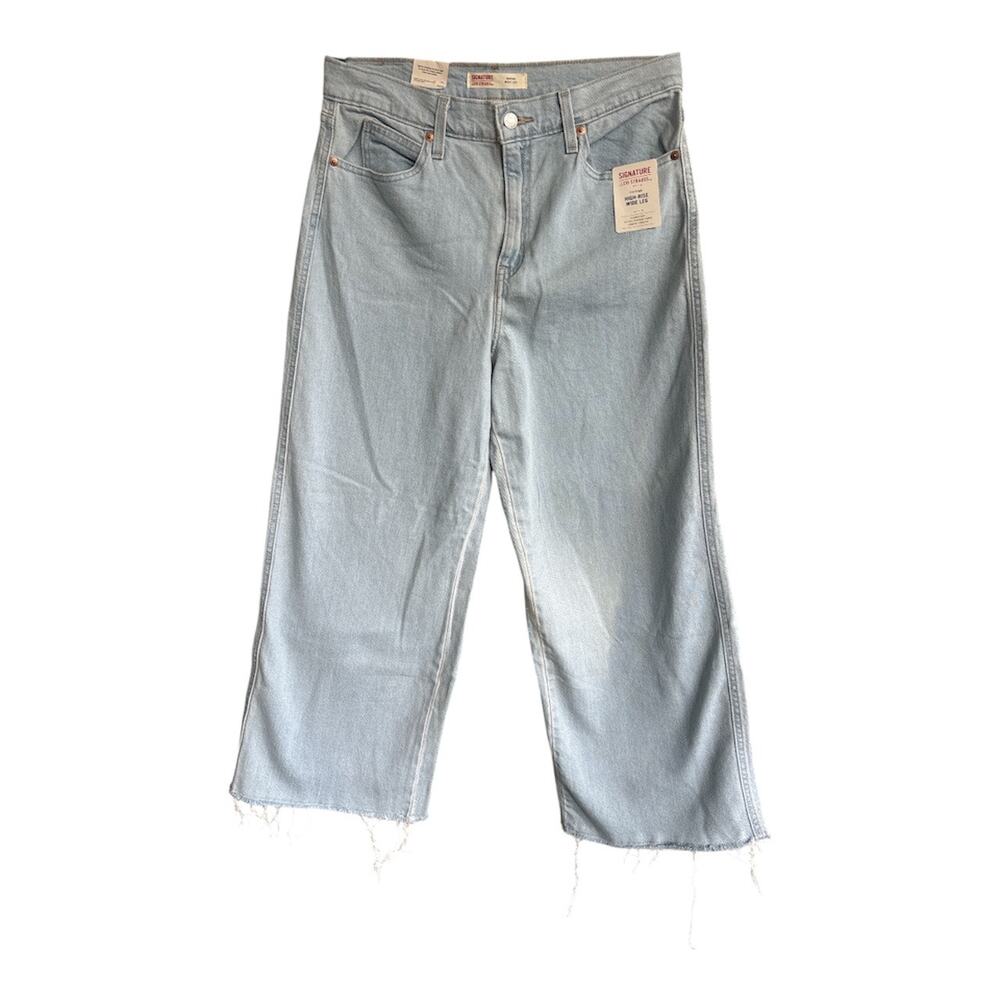 NWT Levi Signature Heritage Wide Leg Jeans W29 Size 8 High Rise Light Wash